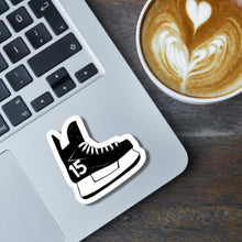 Load image into Gallery viewer, Hockey Skate Sticker Custom Vinyl Decal Personalized Player Number Water Resistant Design Hockey Mom Gift Team Gear Label Sports Equipment