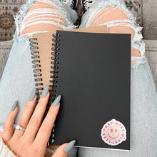 Load image into Gallery viewer, Inspirational Vinyl Sticker Faith Design Cute Scallop Pink Border Christian Decal Pray More Worry Less Water Resistant Laptop Decoration