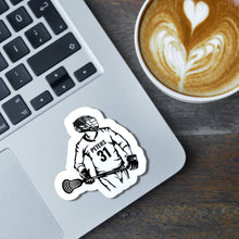 Load image into Gallery viewer, Personalized Lacrosse Sticker Custom Design Water Resistant Vinyl Decal Smooth Surface Application Instructions Player Name Custom Label