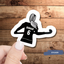 Load image into Gallery viewer, Field Hockey Sticker Custom Design Vinyl Decal Water Resistant Label Maker Custom Name Team Number Sports Gift Athlete Personalization Messy