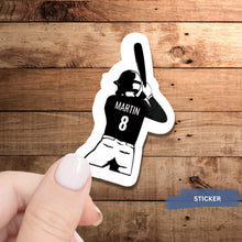 Load image into Gallery viewer, Baseball Player Sticker Custom Design Team Decoration Water Resistant Athletic Gear Identification Label Batting Stance Player Silhouette