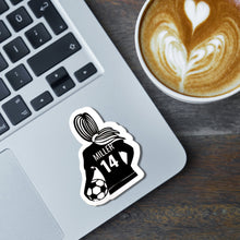 Load image into Gallery viewer, Soccer Player Sticker Girl Soccer Decal Water Bottle Design Custom Name Label Team Number Soccer Gift Girl Athlete Sports Accessory Laptop
