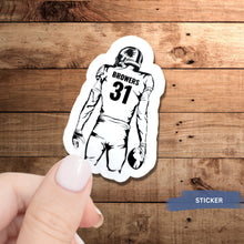 Load image into Gallery viewer, Football Player Sticker Custom Design Vinyl Decal Water Resistant Team Accessory Car Decoration Football Gift Player Number Custom Vinyl