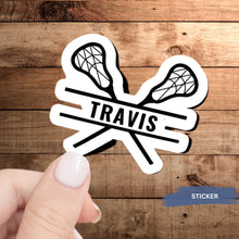 Load image into Gallery viewer, Personalized Lacrosse Sticker Custom Design Water Resistant Vinyl Decal Smooth Surface Application Instructions Player Name Custom Label