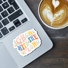 Load image into Gallery viewer, Retro Vinyl Sticker Water Resistant Decal Design Floral Accent Boho Style Laptop Decoration Positive Message Art Gift for Planner Sticker