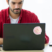 Load image into Gallery viewer, Inspirational Vinyl Sticker Faith Design Cute Scallop Pink Border Christian Decal Pray More Worry Less Water Resistant Laptop Decoration