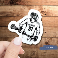 Load image into Gallery viewer, Personalized Lacrosse Sticker Custom Design Water Resistant Vinyl Decal Smooth Surface Application Instructions Player Name Custom Label