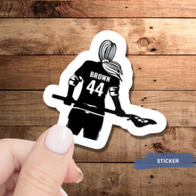 Load image into Gallery viewer, Personalized Lacrosse Sticker Custom Design Water Resistant Vinyl Decal Smooth Surface Application Instructions Player Name Custom Label