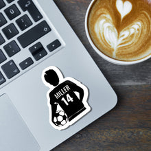 Load image into Gallery viewer, Soccer Vinyl Sticker Custom Design Sport Decal Water Resistant Laptop Accessory Boys Soccer Player Girl Soccer Jersey Number Team Decoration