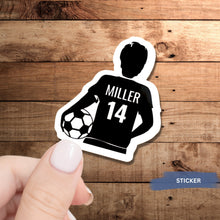 Load image into Gallery viewer, Soccer Vinyl Sticker Custom Design Sport Decal Water Resistant Laptop Accessory Boys Soccer Player Girl Soccer Jersey Number Team Decoration