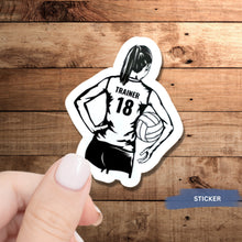 Load image into Gallery viewer, Volleyball Player Sticker Custom Design Black White Vinyl Decal Team Number Custom Name Sport Accessory Car Laptop Water Resistant Smooth