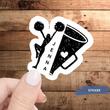 Load image into Gallery viewer, Custom Cheerleader Sticker Water Resistant Vinyl Decal Car Window Laptop Accessory Team Spirit Squad Decoration Pom Heart Cheer Gift Name