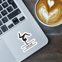 Load image into Gallery viewer, Gymnast Vinyl Sticker Custom Name Decal Personalized Balance Beam Gymnast Gift Team Idea Water Bottle Decoration Custom Equipment Label Art