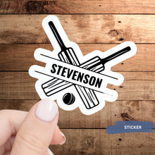 Load image into Gallery viewer, Cricket Bat Sticker Custom Design Team Accessory Item Personalized Sports Gift Label Maker Vinyl Decal Name Custom Equipment Label White