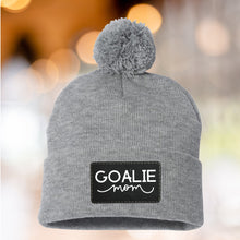 Load image into Gallery viewer, Goalie Mom Beanie Winter Hat Pom Custom Design Hockey Gift For Mom Team Wear Warm Accessory Ice Rink Side Gear Cold Weather Sport Style