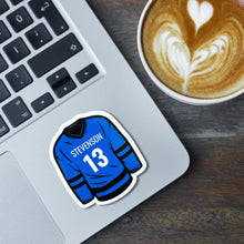 Load image into Gallery viewer, Custom Hockey Sticker Design Template Vinyl Decal Size Custom Jersey Number Hockey Player Team Accessory Gift Idea For Athlete Water Bottle