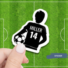 Load image into Gallery viewer, Soccer Vinyl Sticker Custom Design Sport Decal Water Resistant Laptop Accessory Boys Soccer Player Girl Soccer Jersey Number Team Decoration