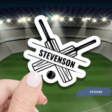 Load image into Gallery viewer, Cricket Bat Sticker Custom Design Team Accessory Item Personalized Sports Gift Label Maker Vinyl Decal Name Custom Equipment Label White