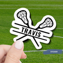 Load image into Gallery viewer, Personalized Lacrosse Sticker Custom Design Water Resistant Vinyl Decal Smooth Surface Application Instructions Player Name Custom Label
