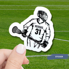 Load image into Gallery viewer, Personalized Lacrosse Sticker Custom Design Water Resistant Vinyl Decal Smooth Surface Application Instructions Player Name Custom Label