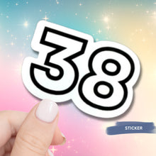 Load image into Gallery viewer, Custom Number Sticker - Vinyl Waterproof Custom Number Sticker for your Phone Case, Water Bottle, Car Decal, Journal, Sports Number, Jersey