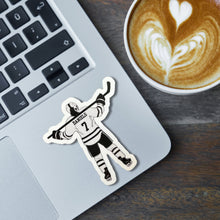 Load image into Gallery viewer, Female Hockey Sticker Custom Design Water Resistant Vinyl Decal Team Gift For Athlete Victory Pose Black Silhouette Laptop Decoration Hockey