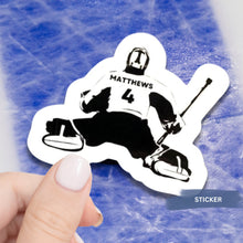 Load image into Gallery viewer, Hockey Goalie Sticker Custom Design Name Personalized Player Gift Sports Decal Water Resistant Gear Identifier Hockey Team Locker Decoration