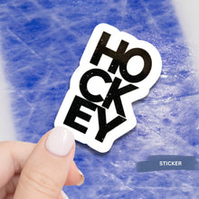 Load image into Gallery viewer, Hockey Vinyl Sticker Die Cut Black Design Water Resistant Sport Decal Car Window Laptop Decoration Ice Rink Gear Accessory Team Gift Hockey
