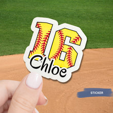 Load image into Gallery viewer, Custom Softball Sticker Design Template Name Customization Player Number Team Decoration Vinyl Material Sport Accessory Water Bottle Sticker