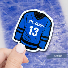 Load image into Gallery viewer, Custom Hockey Sticker Design Template Vinyl Decal Size Custom Jersey Number Hockey Player Team Accessory Gift Idea For Athlete Water Bottle