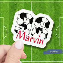 Load image into Gallery viewer, Soccer Player Sticker Girl Soccer Decal Water Bottle Design Custom Name Label Team Number Soccer Gift Girl Athlete Sports Accessory Laptop