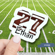 Load image into Gallery viewer, Football Player Sticker Custom Design Vinyl Decal Water Resistant Team Accessory Car Decoration Football Gift Player Number Custom Vinyl
