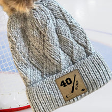 Load image into Gallery viewer, Hockey Beanie Hat Winter Accessory Leather Patch Custom Design Hockey Gift Winter Wear Warm Cap Custom Name Hockey Player Team Gear Cold