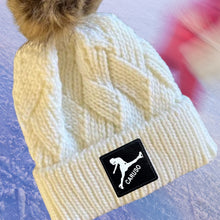 Load image into Gallery viewer, Figure Skating Beanie Winter Hat Custom Design Patch Personalized Skater Gift For Mom Rink Wear Warm Accessory Ice Skating Arena Fashion Fur