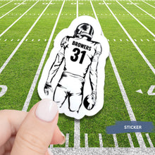Load image into Gallery viewer, Football Player Sticker Custom Design Vinyl Decal Water Resistant Team Accessory Car Decoration Football Gift Player Number Custom Vinyl