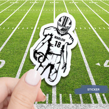 Load image into Gallery viewer, Football Player Sticker Custom Design Vinyl Decal Water Resistant Team Accessory Car Decoration Football Gift Player Number Custom Vinyl