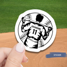 Load image into Gallery viewer, Baseball Player Sticker Custom Design Team Decoration Water Resistant Athletic Gear Identification Label Batting Stance Player Silhouette