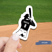 Load image into Gallery viewer, Baseball Player Sticker Custom Design Team Decoration Water Resistant Athletic Gear Identification Label Batting Stance Player Silhouette