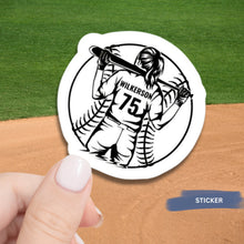 Load image into Gallery viewer, Custom Softball Sticker Design Template Name Customization Player Number Team Decoration Vinyl Material Sport Accessory Water Bottle Sticker