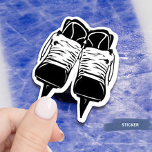 Load image into Gallery viewer, Hockey Skate Sticker Custom Vinyl Decal Personalized Player Number Water Resistant Design Hockey Mom Gift Team Gear Label Sports Equipment