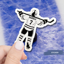 Load image into Gallery viewer, Female Hockey Sticker Custom Design Water Resistant Vinyl Decal Team Gift For Athlete Victory Pose Black Silhouette Laptop Decoration Hockey