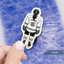 Load image into Gallery viewer, Female Hockey Sticker Custom Design Water Resistant Vinyl Decal Team Gift For Athlete Victory Pose Black Silhouette Laptop Decoration Hockey