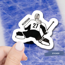 Load image into Gallery viewer, Hockey Goalie Sticker Custom Design Name Personalized Player Gift Sports Decal Water Resistant Gear Identifier Hockey Team Locker Decoration
