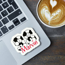 Load image into Gallery viewer, Soccer Player Sticker Girl Soccer Decal Water Bottle Design Custom Name Label Team Number Soccer Gift Girl Athlete Sports Accessory Laptop