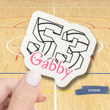 Load image into Gallery viewer, Volleyball Player Sticker Custom Design Black White Vinyl Decal Team Number Custom Name Sport Accessory Car Laptop Water Resistant Smooth