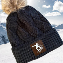 Load image into Gallery viewer, Custom Snowboard Mom Warm Winter Hat Sport Design Outdoor Wear Cold Weather Protection Cap Name Personalized Diamond Pattern Fur Pom Beanie