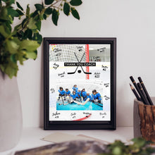 Load image into Gallery viewer, Hockey Coach Gift Frame Template Design Download Digital File Size Print Thank You Hockey Trainer Team Photo Memory Keepsake Rink Background