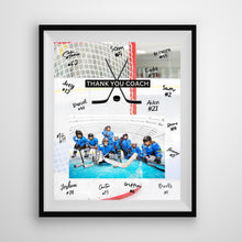 Load image into Gallery viewer, Hockey Coach Gift Frame Template Design Download Digital File Size Print Thank You Hockey Trainer Team Photo Memory Keepsake Rink Background