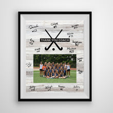 Load image into Gallery viewer, Field Hockey Coach Gift Frame Template Design Download Digital File Size Print Thank You Field Hockey Trainer Team Photo Memory Keepsake