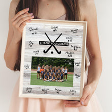 Load image into Gallery viewer, Field Hockey Coach Gift Frame Template Design Download Digital File Size Print Thank You Field Hockey Trainer Team Photo Memory Keepsake